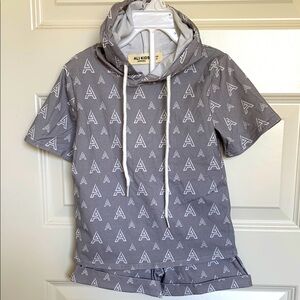 Ali Kids Apparel Gray Hoodie with White Pattern shirt and shorts set